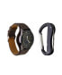 ფოტო #2 პროდუქტის Men's Quartz Movement Black Leather Strap Analog Watch, 44mm and Carabiner Tool with Zippered Travel Pouch