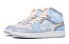 【定制球鞋】 Jordan Air Jordan 1 Mid 达芬奇定制 灰蓝天空 晕染 字母元素 中帮 复古篮球鞋 GS 浅灰蓝 / Кроссовки Jordan Air Jordan DQ3726-100