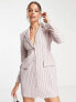 Фото #4 товара ASOS DESIGN Tall fitted blazer mini dress with shoulder pads in pink pinstripe
