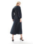 Closet London Tall balloon sleeve midaxi dress in midnight navy