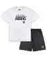 Men's White, Charcoal Las Vegas Raiders Big and Tall T-shirt and Shorts Set