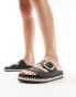 Фото #3 товара schuh Tish double buckle espadrille slides in black leather