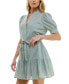 Juniors' Short-Sleeve Tied Button-Front Dress