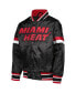 ფოტო #2 პროდუქტის Big Boys Black Miami Heat Home Game Varsity Satin Full-Snap Jacket