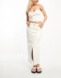 ASOS DESIGN Hourglass long line chunky rib bandeau top with bust seam detail in cream