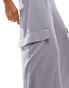 JDY wide leg tailored linen cargo trouser co-ord in grey grau, S - EU 36 - фото #4