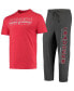 ფოტო #1 პროდუქტის Men's Heathered Charcoal, Red Wisconsin Badgers Meter T-shirt and Pants Sleep Set