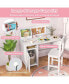 Фото #7 товара Wooden Kids Study Desk and Chair Set with Storage Cabinet and Bulletin Board