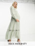 Фото #1 товара ASOS DESIGN Maternity tufted dobby lace insert maxi dress in light sage