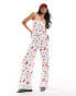 ASOS DESIGN textured wide leg trouser co-ord in summer food print