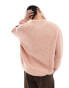 Фото #3 товара ASOS DESIGN knitted oversized rib jumper in light pink