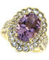Фото #1 товара Кольцо Macy's Pink Amethyst and White Topaz Halo Gold-Plated Silver.
