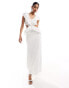 Pretty Lavish crinkle ruffle cut-out maxi dress in cream