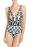 BECCA 154635 Women's 'Primitive Journey' Deep V-Neck One-Piece Swimsuit Sz. S