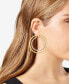 ფოტო #2 პროდუქტის Two-Tone Glass Stone Double Hoop Earrings