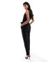 JDY v neck belted jumpsuit in black