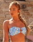 Kulani Kinis love story strapless bandeau bikini top in blue floral print BLAU, XS - фото #1