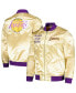 Фото #1 товара Men's Gold Distressed Los Angeles Lakers Team OG 2.0 Vintage-Like Logo Satin Full-Zip Jacket