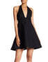 Halston Heritage 161406 Women's Sleeveless Halter A-line Dress Black Sz. 2