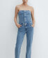 Фото #5 товара Women's Strapless Denim Jumpsuit