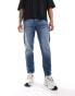 ASOS DESIGN tapered fit jeans in dark wash blue - MBLUE Синий, W33 L32 - фото #9