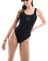 Фото #1 товара ASOS Weekend Collective scooped back swimsuit with embroidered logo in black rib