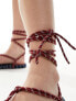 ASOS DESIGN Fillipa rope-tie flat sandals in red and navy 40 - фото #3