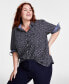 ფოტო #3 პროდუქტის Plus Size Cotton Printed Roll-Tab Shirt