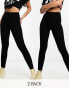 Фото #3 товара ASOS DESIGN 2 pack leggings in black