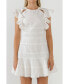 Фото #2 товара Women's Lace Trimmed Ruffle Sleeve Dress with Cutout