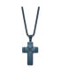 ფოტო #1 პროდუქტის Brushed Blue IP-plated Cross Pendant 19.5 inch Box Chain