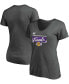 Фото #1 товара Women's Heathered Charcoal Los Angeles Lakers 2020 Western Conference Champions Locker Room V-Neck T-shirt