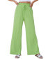 Women's Lime Green Paperbag Waist Wide Leg Jersey Pants