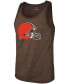 Фото #3 товара Men's Nick Chubb Heathered Brown Cleveland Browns Name Number Tri-Blend Tank Top