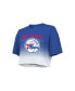 ფოტო #3 პროდუქტის Women's Threads Royal and White Philadelphia 76ers Repeat Dip-Dye Cropped T-shirt