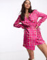 Фото #6 товара Annorlunda neon check cut-about tailored blazer dress in bright pink