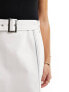 Missyempire buckle and zip detail mini skirt in white