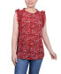 ფოტო #1 პროდუქტის Petite Sleeveless Crepe Top with Chiffon Ruffles