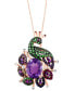 Multi-Gemstone (4-1/3 ct. t.w.) Peacock Pendant Necklace in 14k Rose Gold, 16" + 2" extender