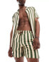 Hunky Trunks swim shorts co ord in khaki and cream stripe