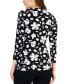 Women's Printed Faux-Wrap 3/4-Sleeve Top