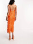Фото #3 товара ASOS DESIGN cami textured lace midi dress in orange