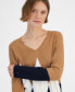 ფოტო #3 პროდუქტის Women's V-Neck Long-Sleeve Cotton Argyle Sweater