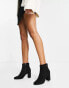 New Look suedette heeled boots in black