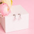Gentle silver earrings with rose ERE-HEART-RQ-CR
