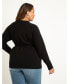Фото #3 товара Plus Size Relaxed Tunic Sweater With Belt - 14/16, Black