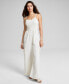 Women's Cotton Smocked Cargo Jumpsuit, Created for Macy's Бежевый, L - фото #1