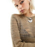 Фото #7 товара COLLUSION Unisex open stitch knitted crewneck in taupe