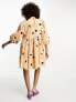 Y.A.S trapeze smock mini dress in spot print