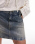 Topshop denim mini pelmet skirt in dirty blue